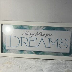 Inspirational Wall Art with Blue and White Frame 9 1/2 x 21 1/2